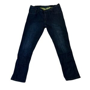 Reax mens 34x32 slim fit dark wash motorcycle protective denim blue jeans EUC